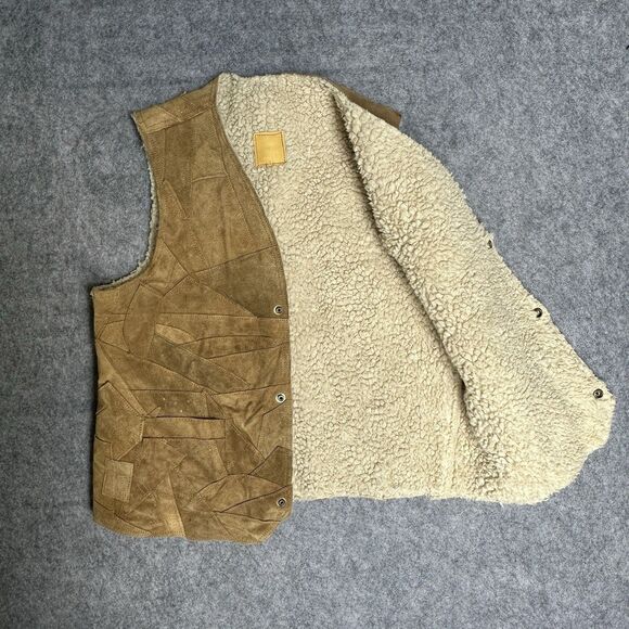 RARE VTG 70s-80s Matterhorn Sheep and Leather shearling button up vest mens L - Picture 5 of 5